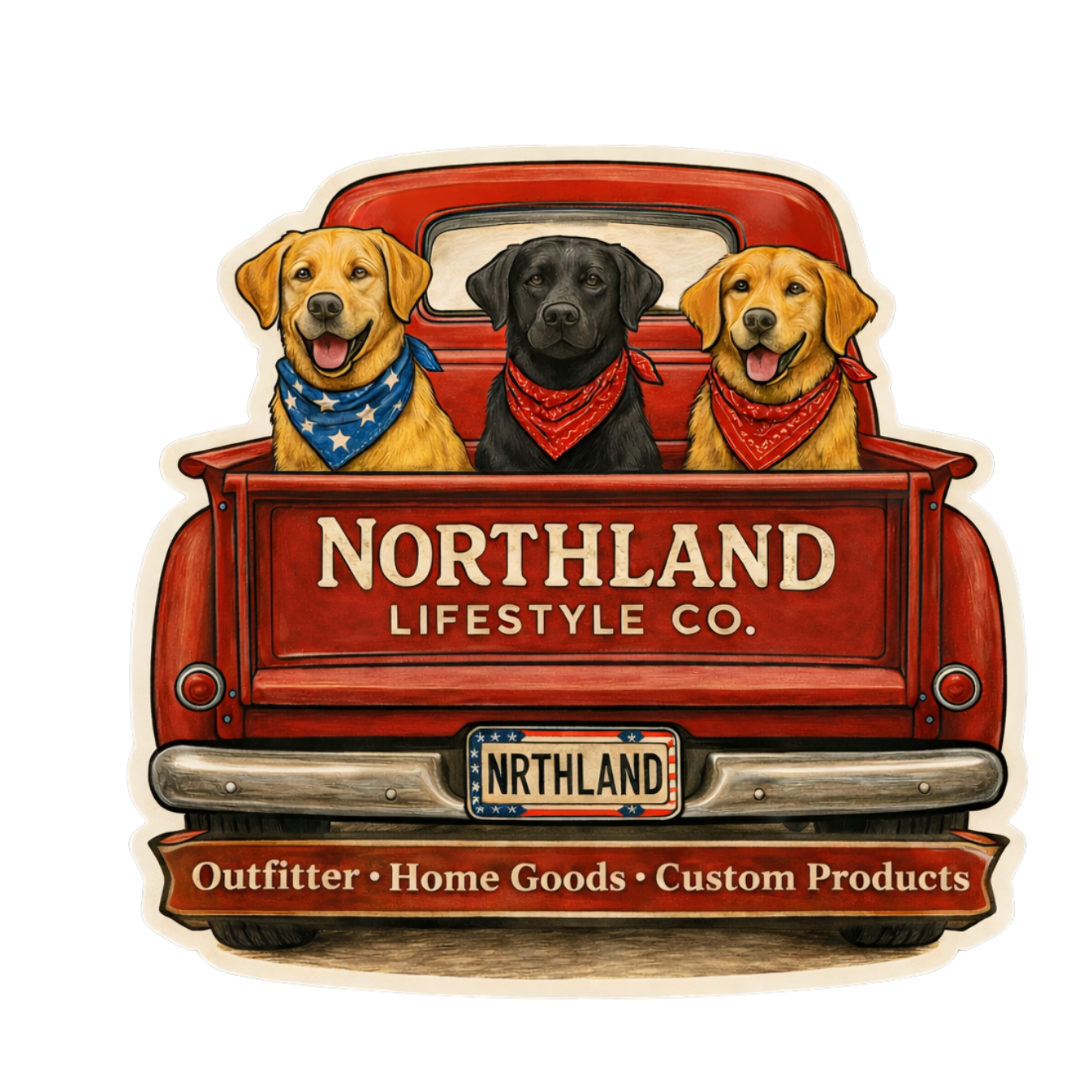 UV printed embossed Homeward Bound vinyl sticker with classic Americana heartland design