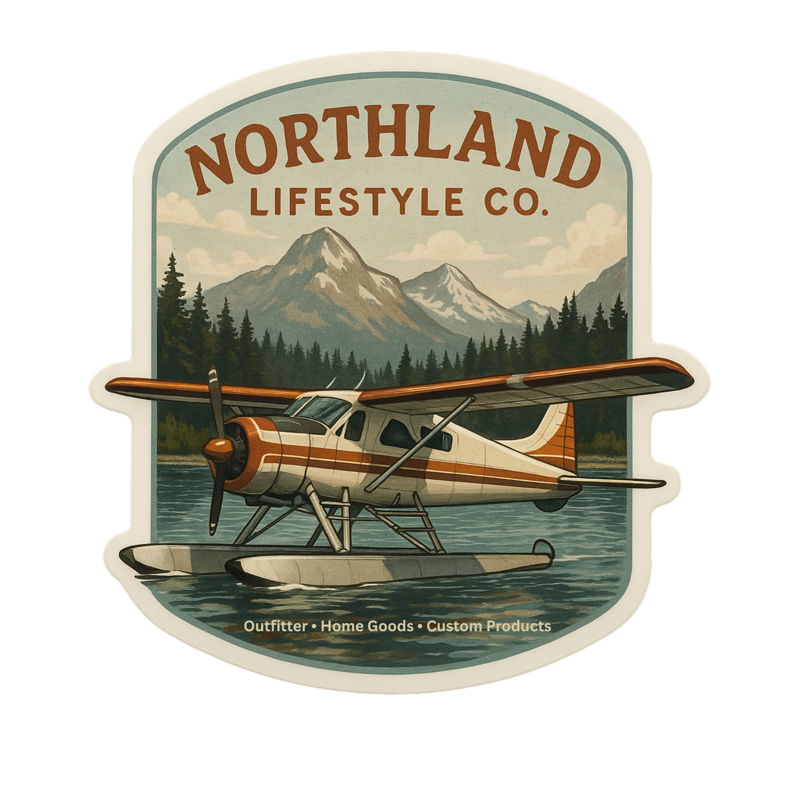 UV printed embossed Crosswinds vinyl sticker with aviation floatplane adventure design