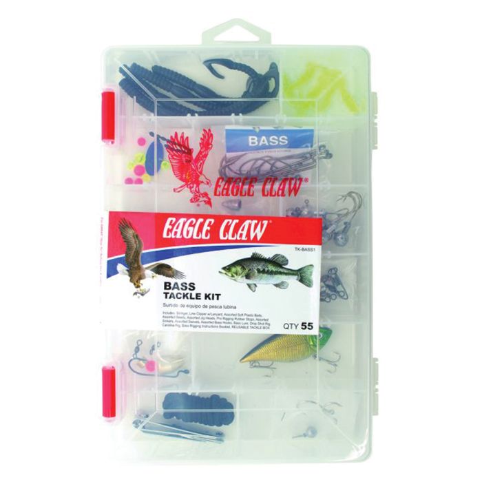 Eagle Claw Bass Tackle Kit – 64 Piece Freshwater Fishing Kit