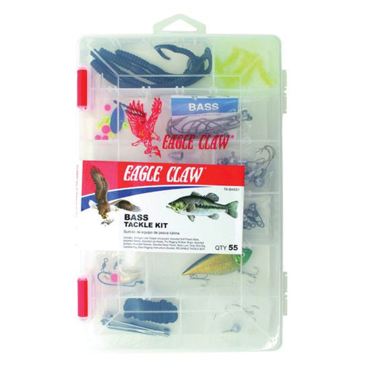 Eagle Claw Bass Tackle Kit – 64 Piece Freshwater Fishing Kit