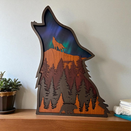 Multi-Layer Wood Wolf Wall Art | Northland Lifestyle Company