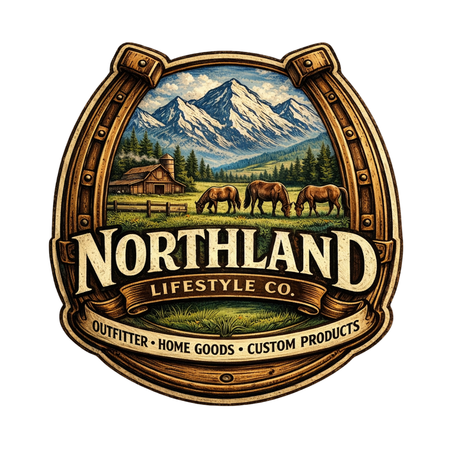 UV printed embossed High Country vinyl sticker with mountain outdoor heritage design