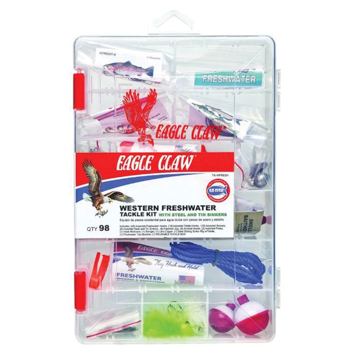 Eagle Claw Western Freshwater Tackle Kit – 98 Piece Fishing Starter Set