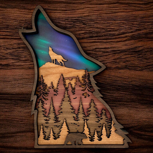 Multi-Layer Wood Wolf Wall Art | Northland Lifestyle Company